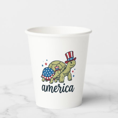 Patriotic Turtle America Vintage Engraving Design_ Paper Cups