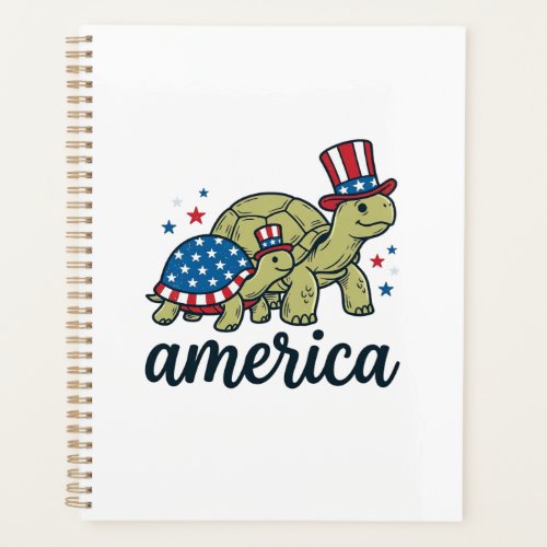 Patriotic Turtle America Vintage Engraving Design_ Planner