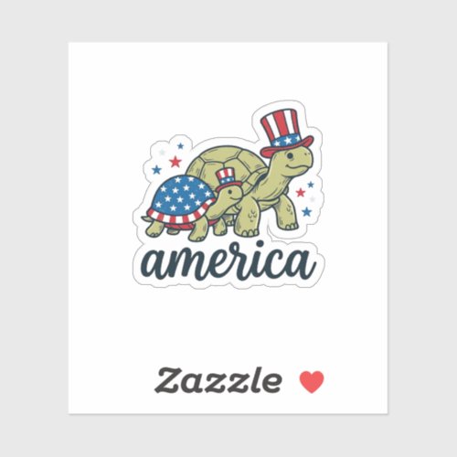 Patriotic Turtle America Vintage Engraving Design_ Sticker