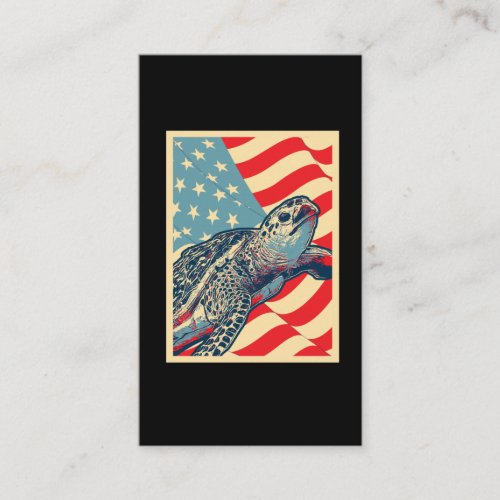 Patriotic Turtle American Flag Ocean Sea Animal Business Card