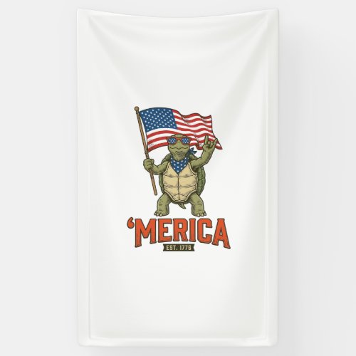 Patriotic Turtle ‘Merica Vintage Vector Banner