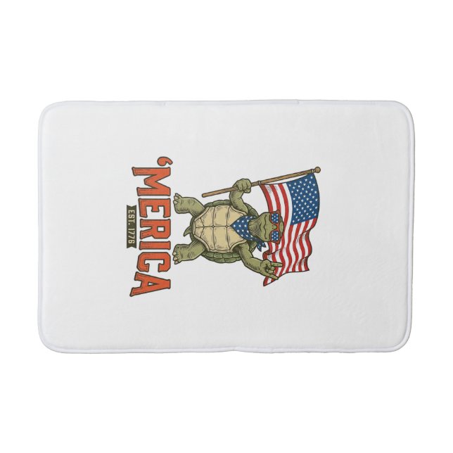 Patriotic Turtle ‘Merica Vintage Vector Bath Mat (Front)
