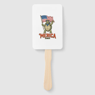 Patriotic Turtle ‘Merica Vintage Vector Hand Fan