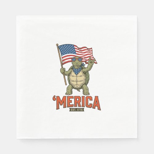 Patriotic Turtle ‘Merica Vintage Vector Napkins