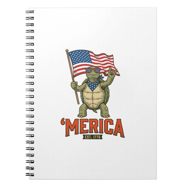 Patriotic Turtle ‘Merica Vintage Vector Notebook (Front)