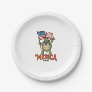 Patriotic Turtle ‘Merica Vintage Vector Paper Plates