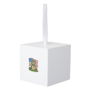 Patriotic Turtle Salute Vector Design_1 Cube Ornament