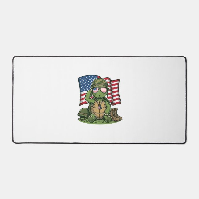 Patriotic Turtle Salute Vector Design_1 Desk Mat (Front)