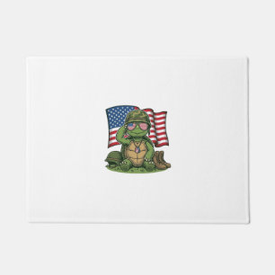 Patriotic Turtle Salute Vector Design_1 Doormat