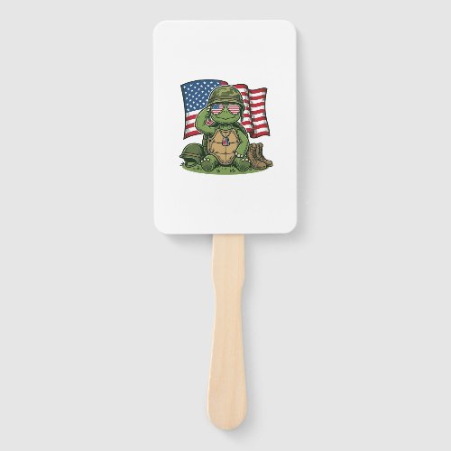 Patriotic Turtle Salute Vector Design_1 Hand Fan