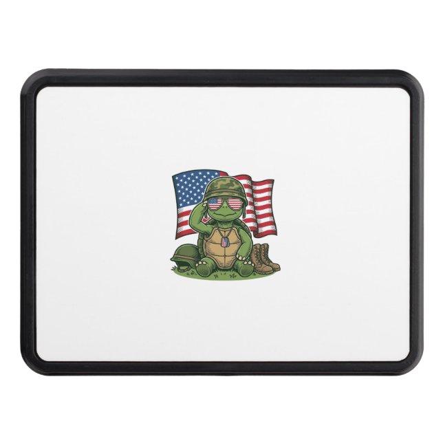 Patriotic Turtle Salute Vector Design_1 Hitch Cover (Front)