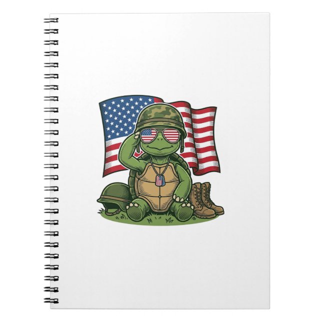 Patriotic Turtle Salute Vector Design_1 Notebook (Front)