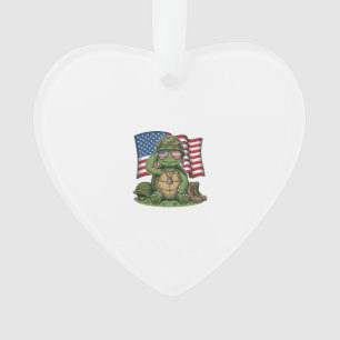 Patriotic Turtle Salute Vector Design_1 Ornament