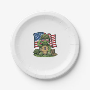 Patriotic Turtle Salute Vector Design_1 Paper Plates