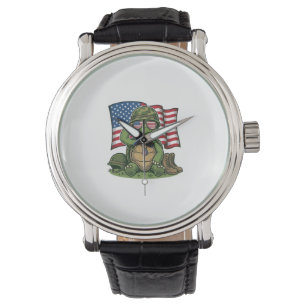Patriotic Turtle Salute Vector Design_1 Watch