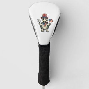 Patriotic Turtle Vintage Engraving Graphic for Whi Golf Head Cover
