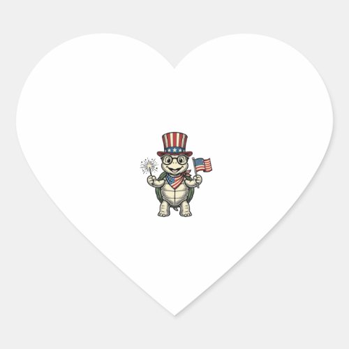 Patriotic Turtle Vintage Engraving Graphic for Whi Heart Sticker