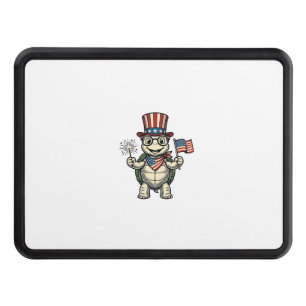 Patriotic Turtle Vintage Engraving Graphic for Whi Hitch Cover