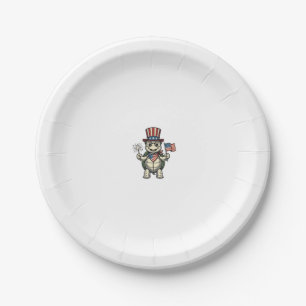 Patriotic Turtle Vintage Engraving Graphic for Whi Paper Plates