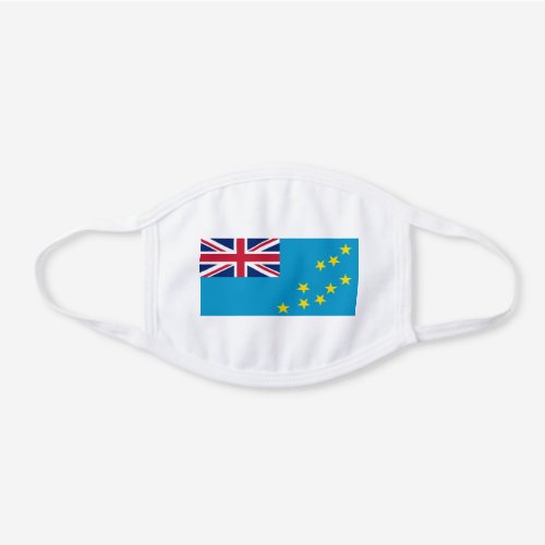 Patriotic Tuvalu Flag White Cotton Face Mask