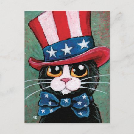 Patriotic Tuxedo Cat | 4th Of July Postcard