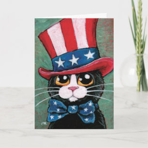 Patriotic Tuxedo Cat Happy 4th of July Card