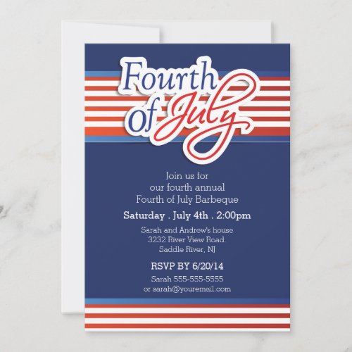 Patriotic Typography 4th of July Party Invitation