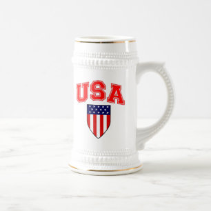 Patriotic U.S.A American Flag Shield Beer Stein