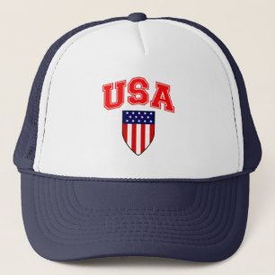 Patriotic U.S.A American Flag Shield Trucker Hat