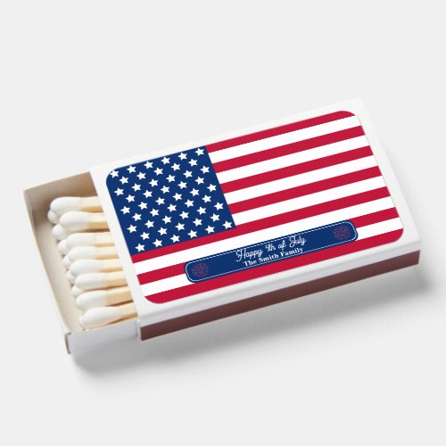 Patriotic US Flag Happy 4th of July Family Name Matchboxes