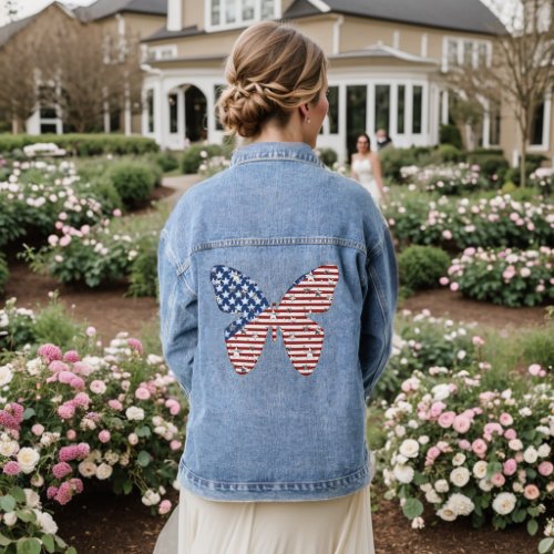 Patriotic US Flag Womens Denim Jacket