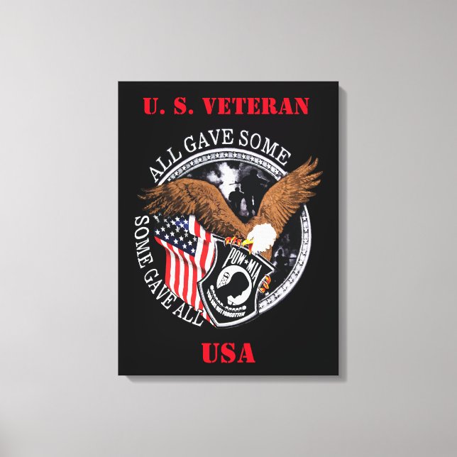 Patriotic U. S. Veteran Military Canvas Print (Front)