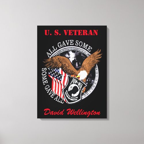 Patriotic U S Veteran Name Military Canvas Print