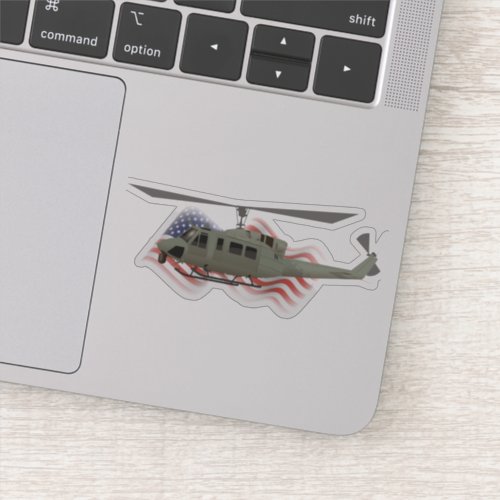 Patriotic UH_1N Iroquois Helicopter Sticker