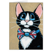 Patriotic UK Tuxedo Cat wearing Bow Tie Painting (Front)