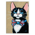 Patriotic UK Tuxedo Cat wearing Bow Tie Painting Cards