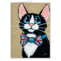 Patriotic UK Tuxedo Cat wearing Bow Tie Painting Cards