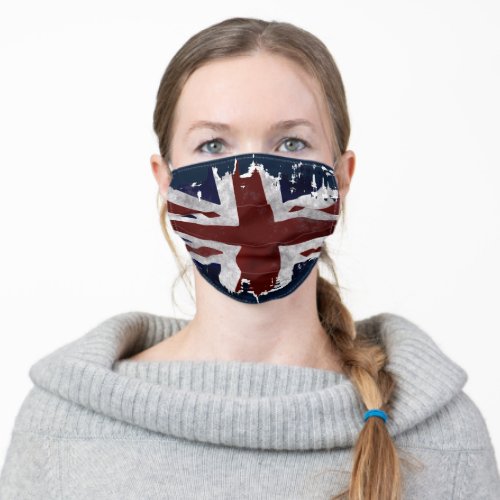 Patriotic UK Union Flag in Grunge style Adult Cloth Face Mask