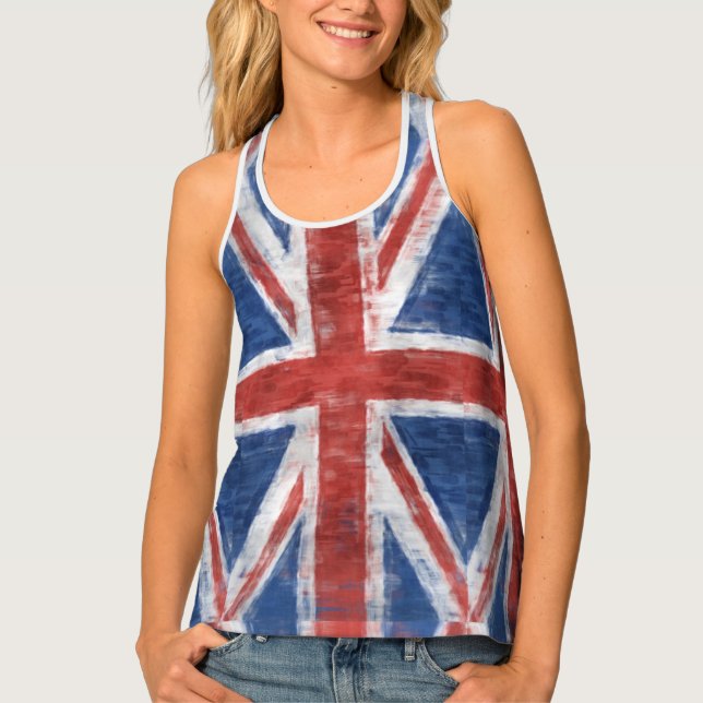 Patriotic UK Union Flag in Grunge style Tank Top (Front)