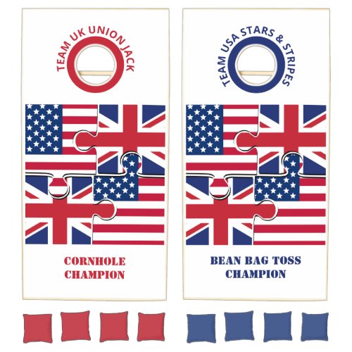 Patriotic UK USA Dual Flag  Cornhole Set