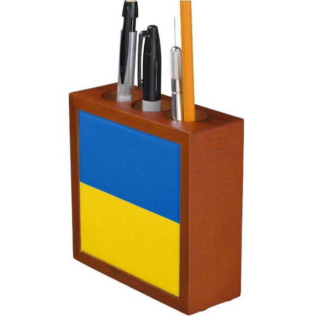 Patriotic Ukraine Flag Desk Organizer (In Situ)