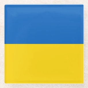 Patriotic Ukraine Flag Glass Coaster