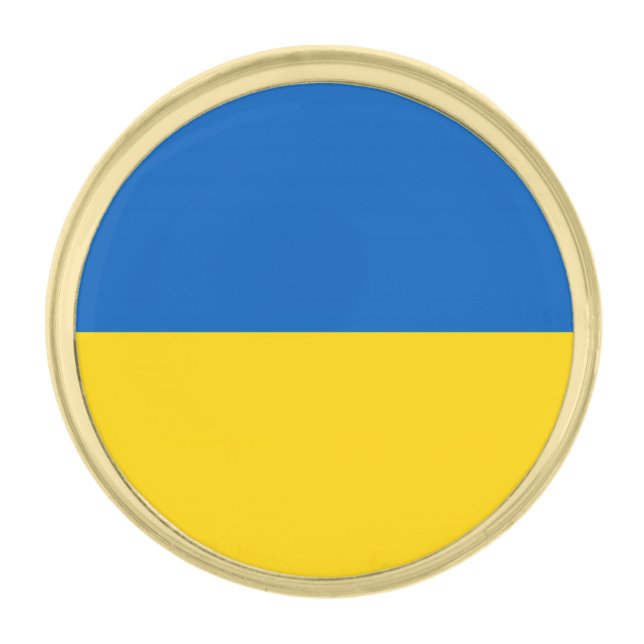 Patriotic Ukraine Flag Gold Finish Lapel Pin (Front)