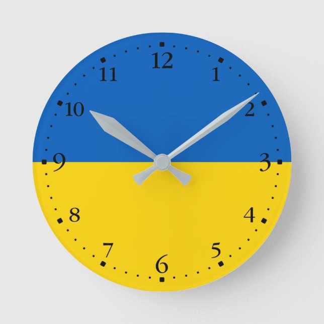Patriotic Ukraine Flag Round Clock (Front)