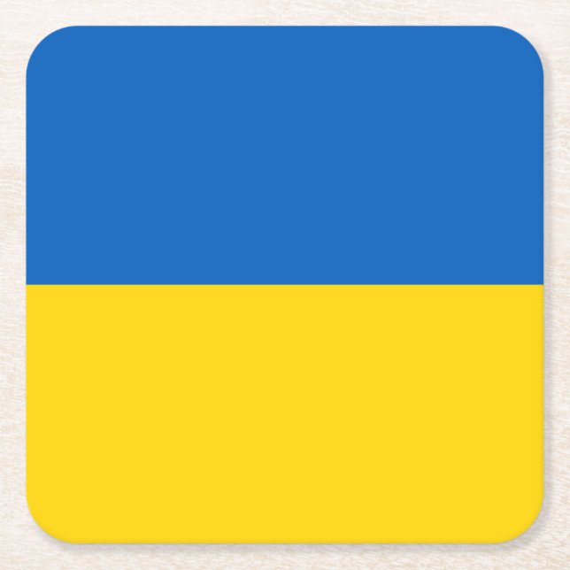 Patriotic Ukraine Flag Square Paper Coaster (Front)