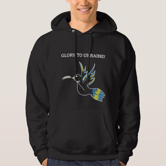 Patriotic Ukrainian yellow blue dove wheat wheatea Hoodie (Front)