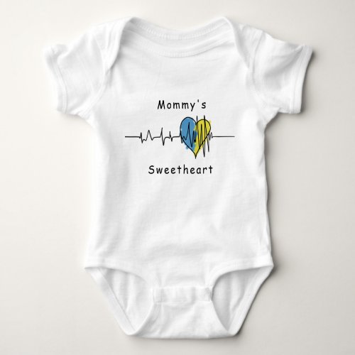 Patriotic Ukrainian yellow blue heart palpitation Baby Bodysuit