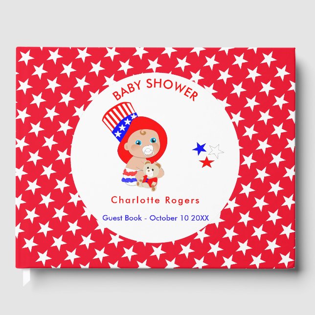 Patriotic Uncle Sam American Baby Personalized Guest Book (Front)
