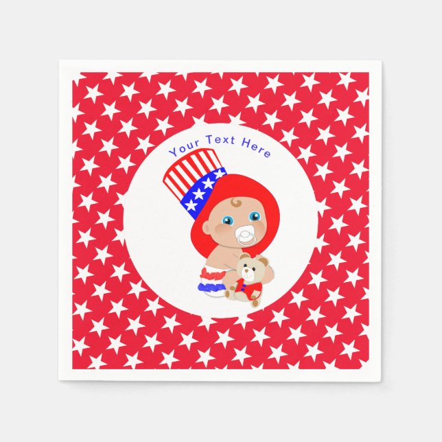 Patriotic Uncle Sam American Baby Personalized Paper Napkins (Front)