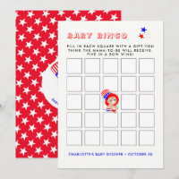 Patriotic Uncle Sam American Baby Shower Bingo